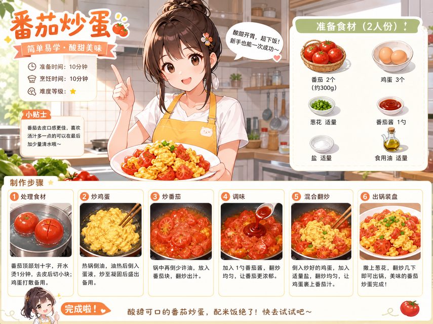 小小绘生活动漫-美食动漫教程番茄炒蛋